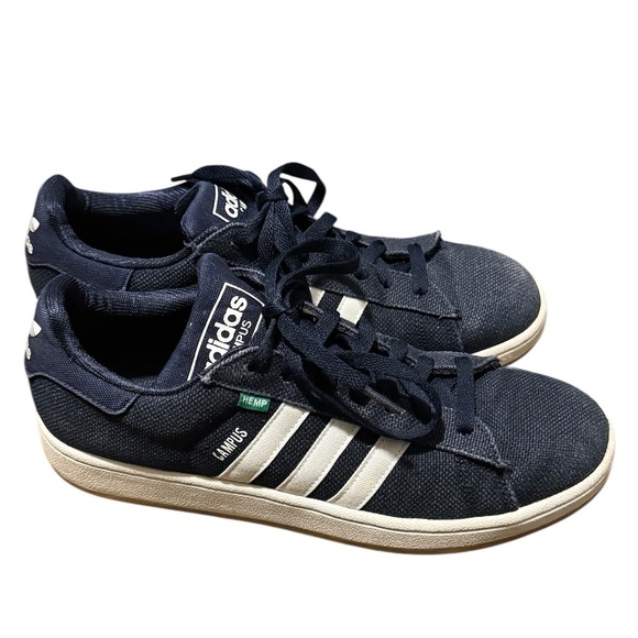Adidas Dark Blue Sneakers with White Accents Denim Size 10 Washed Look - Picture 6 of 8